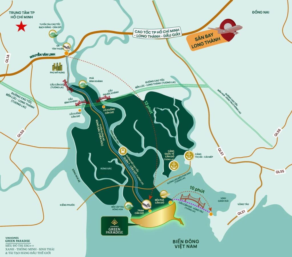 Bản đồ vị trí dự án Vinhomes Green Paradise Cần Giờ